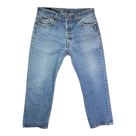 Levi's Men's 501 Blue Jeans Meas. 35x28.5" Button-Fly 100% Cotton Made in Mexico - Picture 1 of 16